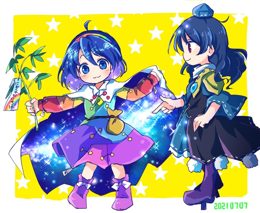 iizunamaru megumu and tenkyuu chimata (touhou) drawn by pote_(ptkan)