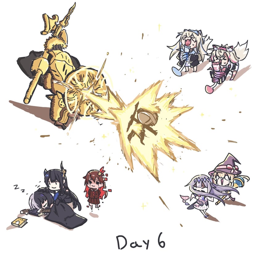 shiori novella, nerissa ravencroft, fuwawa abyssgard, mococo abyssgard, koseki bijou, and 4 more (hololive and 4 more) drawn by ta_wam