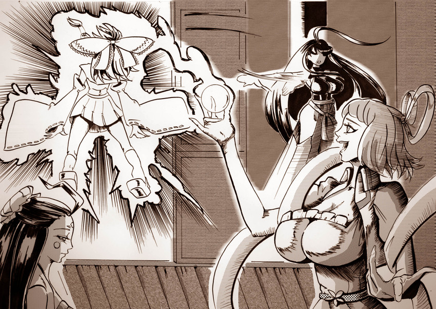 hakurei reimu, kaku seiga, and sendai hakurei no miko (original and 2 more) drawn by azibuda