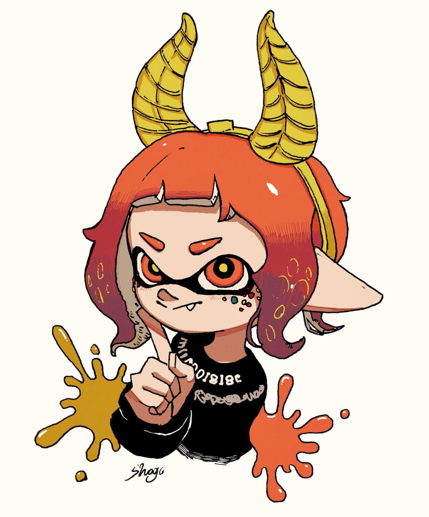 inkling player character and inkling girl (splatoon) drawn by shogo_(shogo70449442)