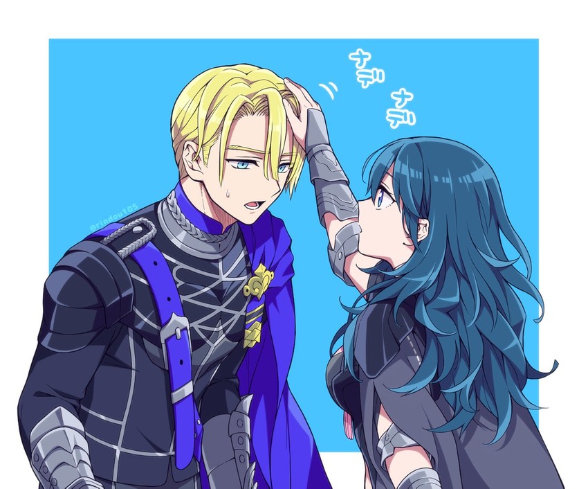 female byleth and dimitri alexandre blaiddyd (fire emblem and 1 more) drawn by hiyori_(rindou66)