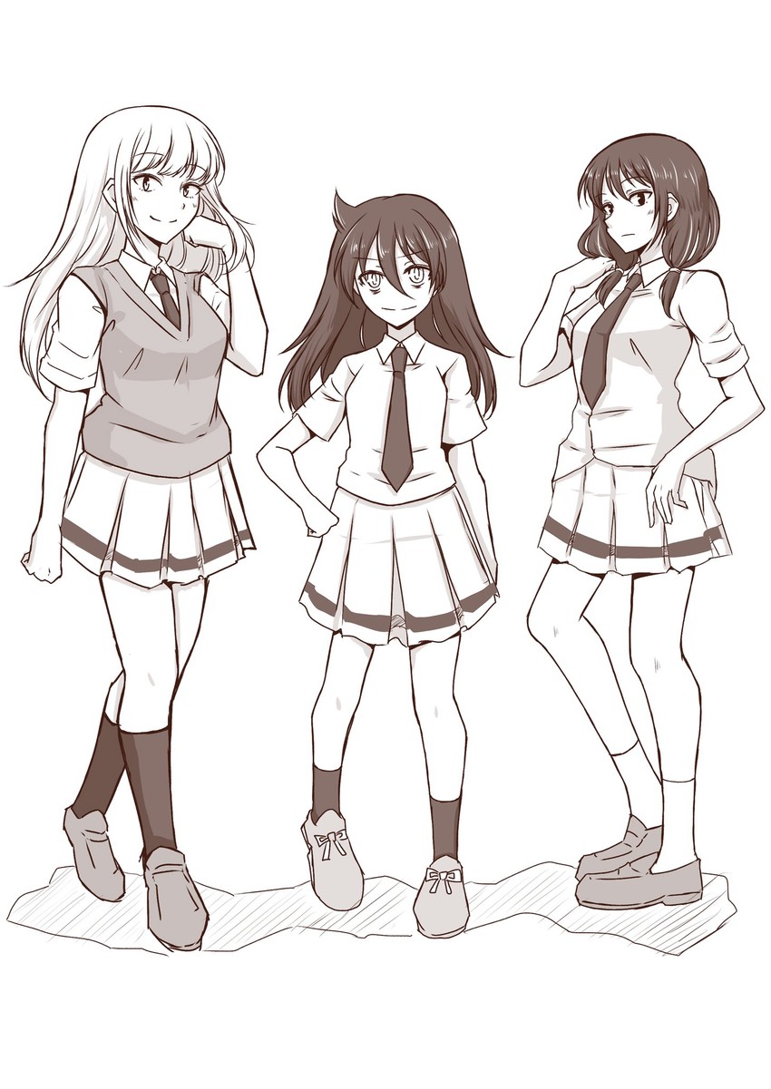 kuroki tomoko, tamura yuri, and katou asuka (watashi ga motenai no wa dou kangaetemo omaera ga warui!) drawn by osumoto1