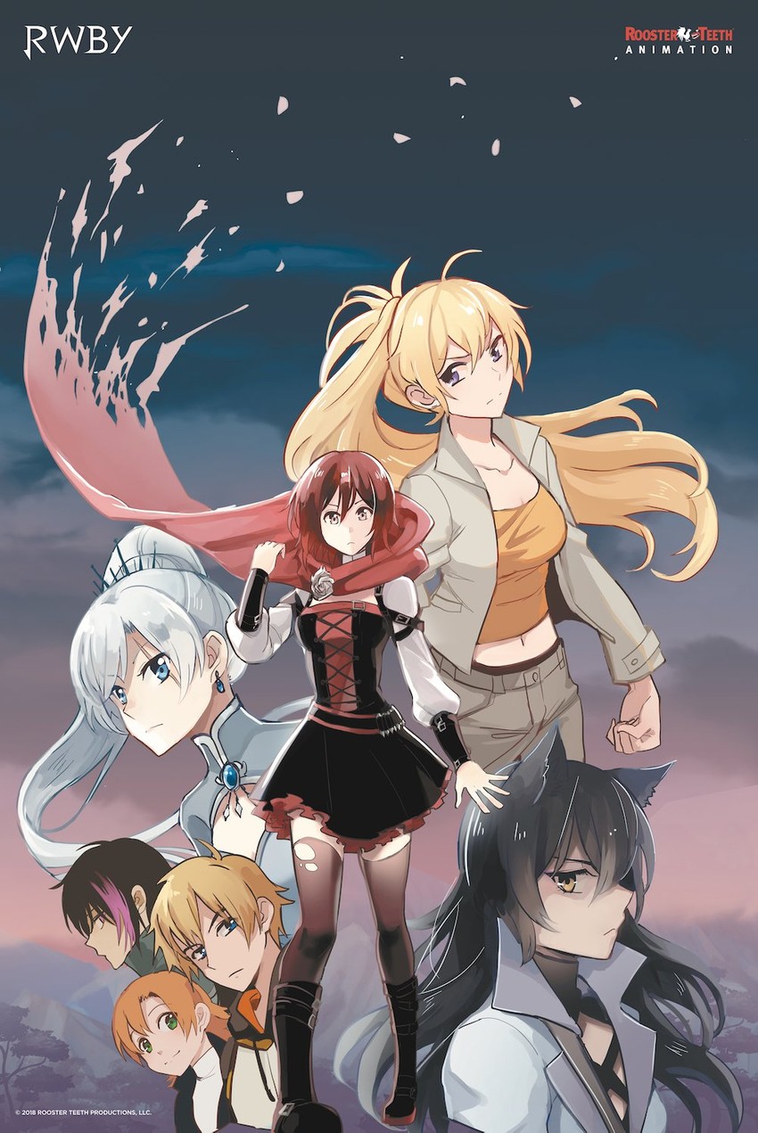 ruby rose, weiss schnee, yang xiao long, blake belladonna, nora valkyrie, and 1 more (rwby and 1 more) drawn by kuma_(bloodycolor)