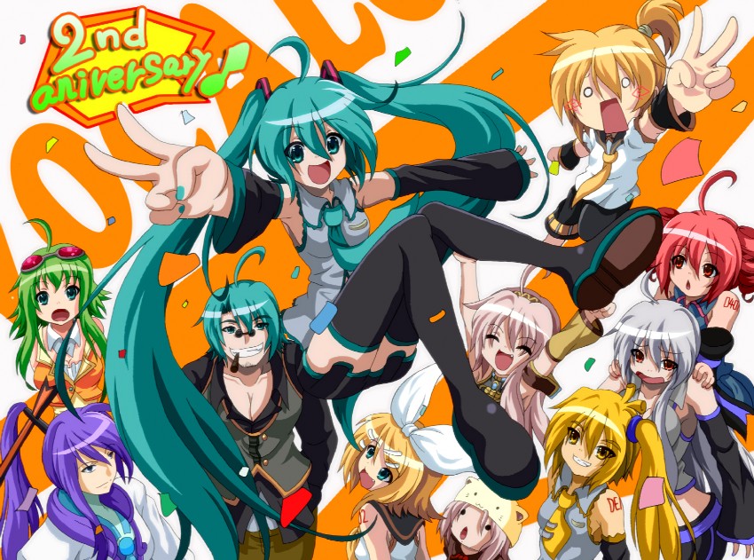 hatsune miku, kagamine rin, kagamine len, megurine luka, kasane teto, and 6 more (vocaloid and 2 more) drawn by dr._cryptoso