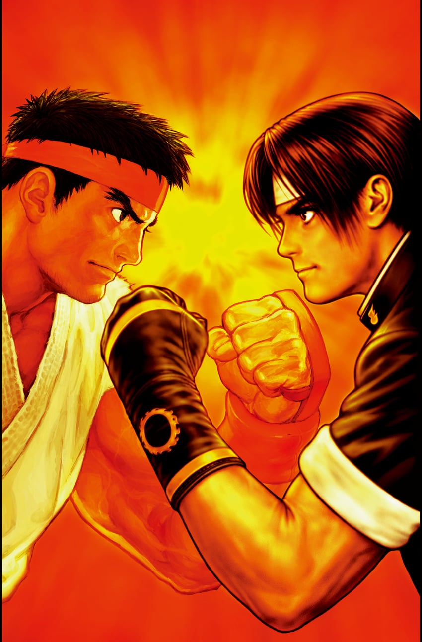 ryu and kusanagi kyou (street fighter and 3 more) drawn by mori_toshiaki and nishimura_kinu