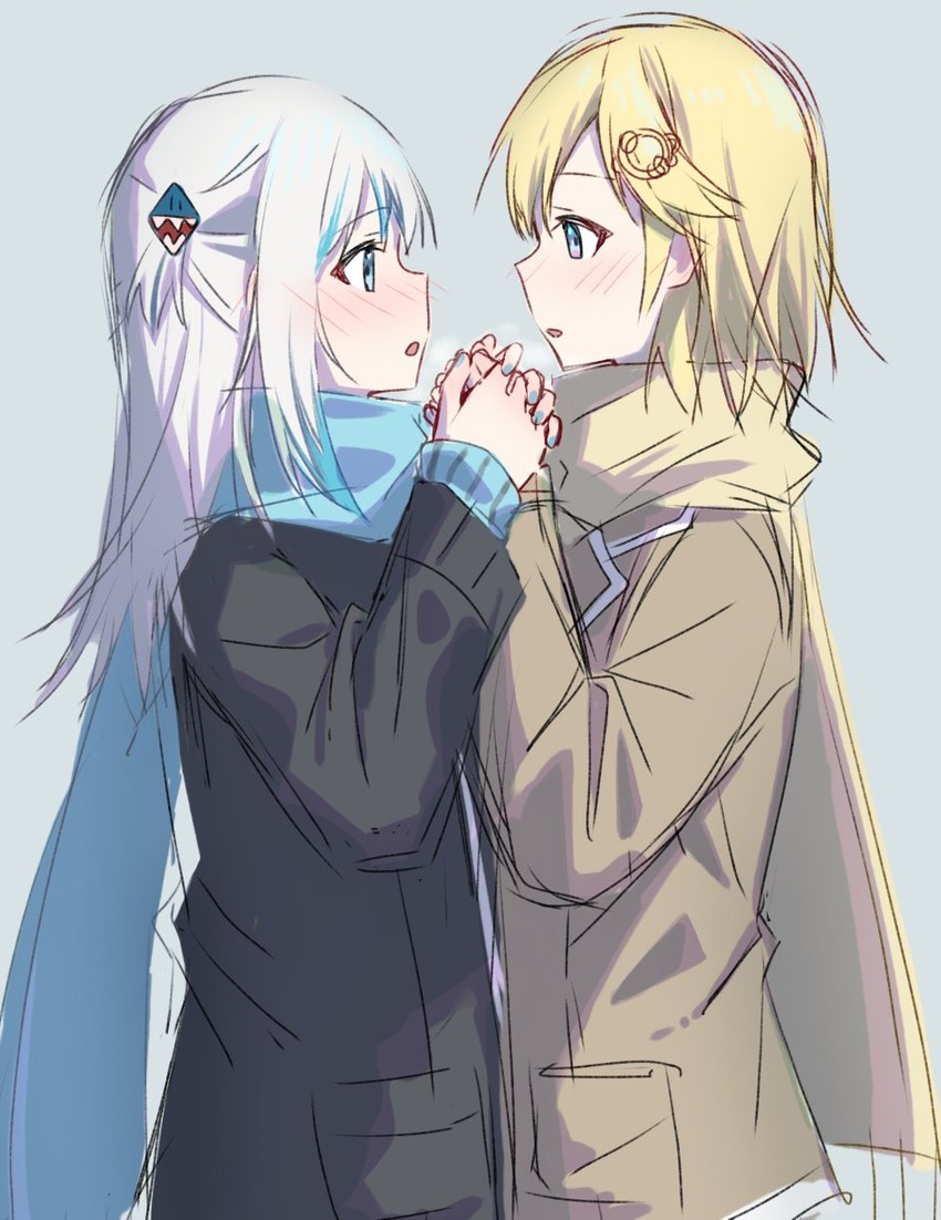 gawr gura and watson amelia (hololive and 1 more) drawn by misaki_d3su