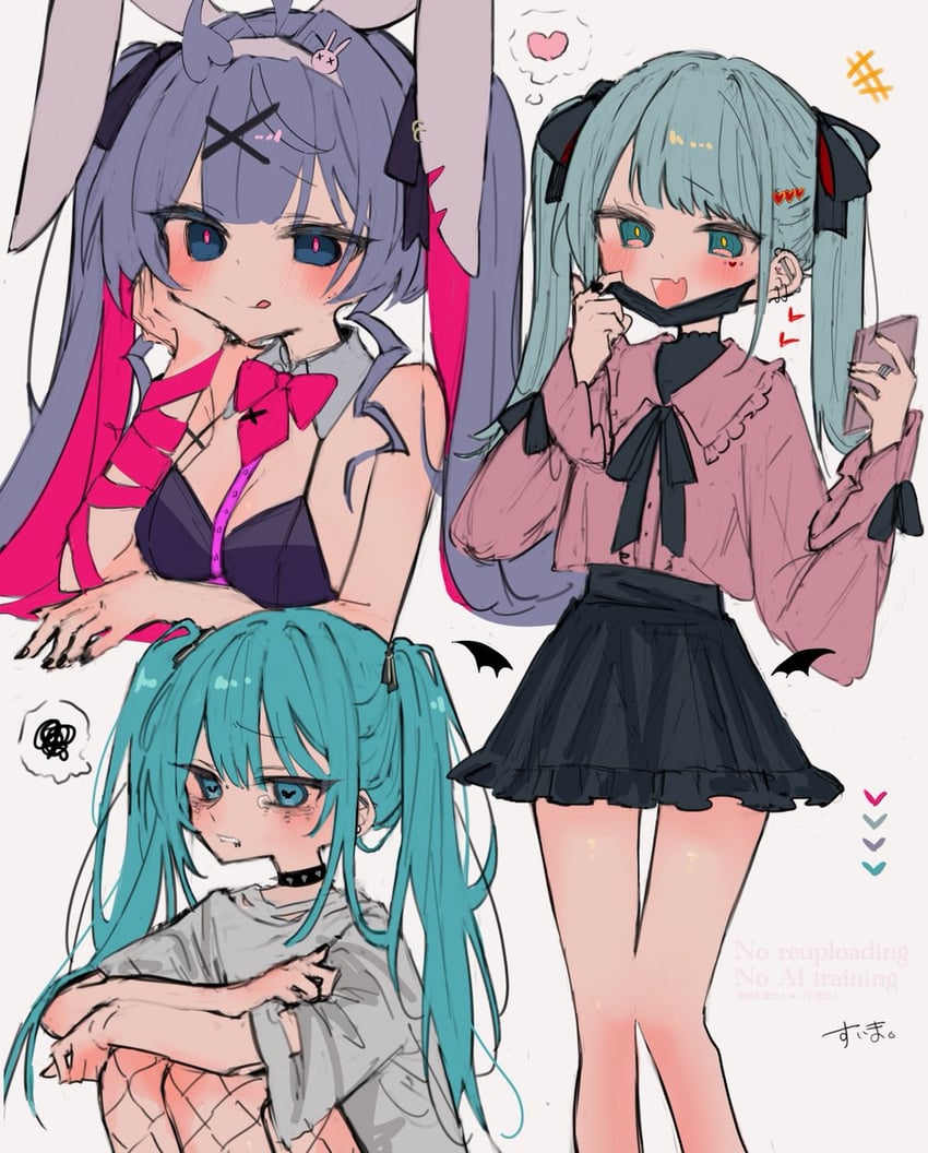 hatsune miku (vocaloid and 3 more) drawn by suima_(z50eu)