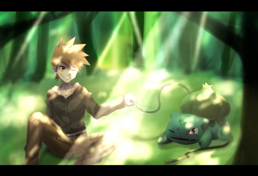 blue oak and bulbasaur (pokemon and 1 more) drawn by iogi_(iogi_k)