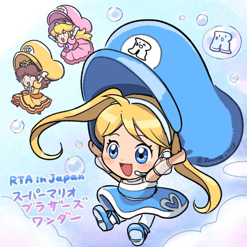 princess peach, princess daisy, and rta-chan (mario and 2 more) drawn by suruga_kanade