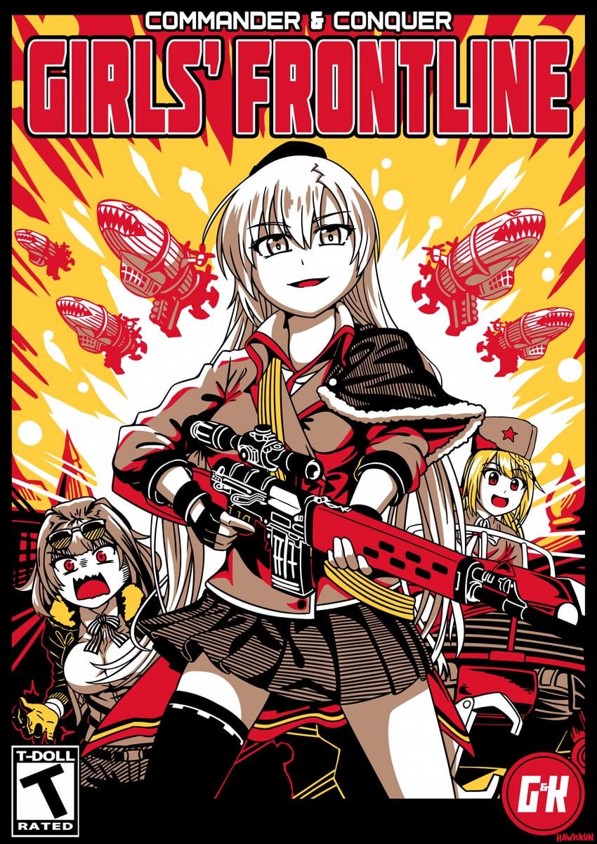 grizzly mkv, svd, and ppsh-41 (girls' frontline and 3 more) drawn by senpaihawkkun