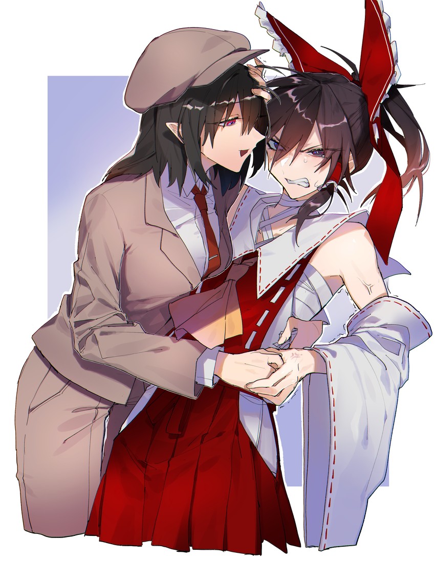 hakurei reimu and shameimaru aya (touhou) drawn by fuuga_(perv_rsity)