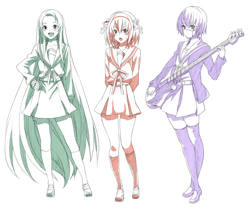 suzumiya haruhi, nagato yuki, and tsuruya (suzumiya haruhi no yuuutsu) drawn by shin'ya_(shin'yanchi)