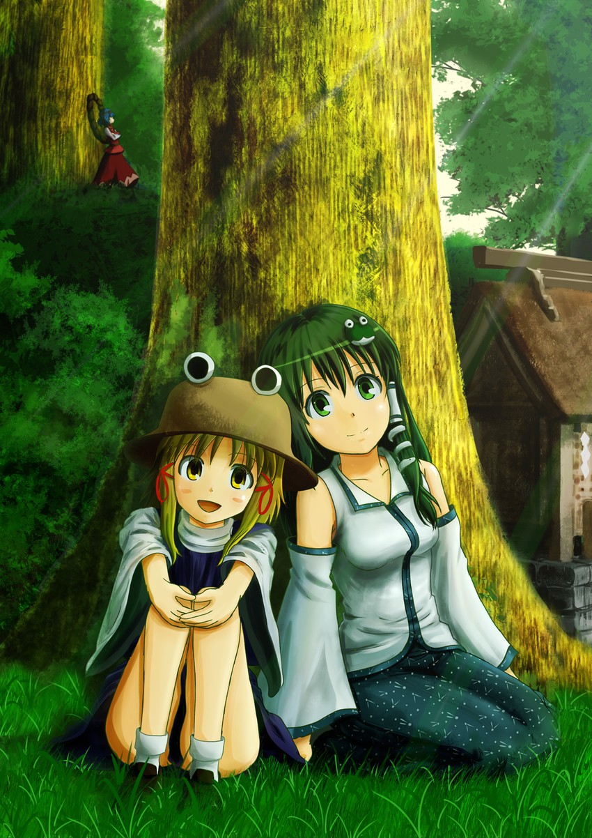 kochiya sanae, moriya suwako, and yasaka kanako (touhou) drawn by double_bogey