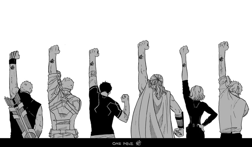 steve rogers, tony stark, captain america, thor, black widow, and 4 more (one piece and 3 more) drawn by mochishio