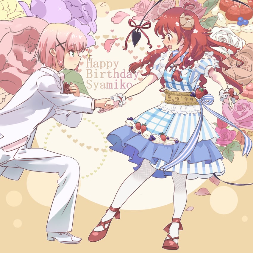 yoshida yuuko and chiyoda momo (machikado mazoku) drawn by kyarahiba