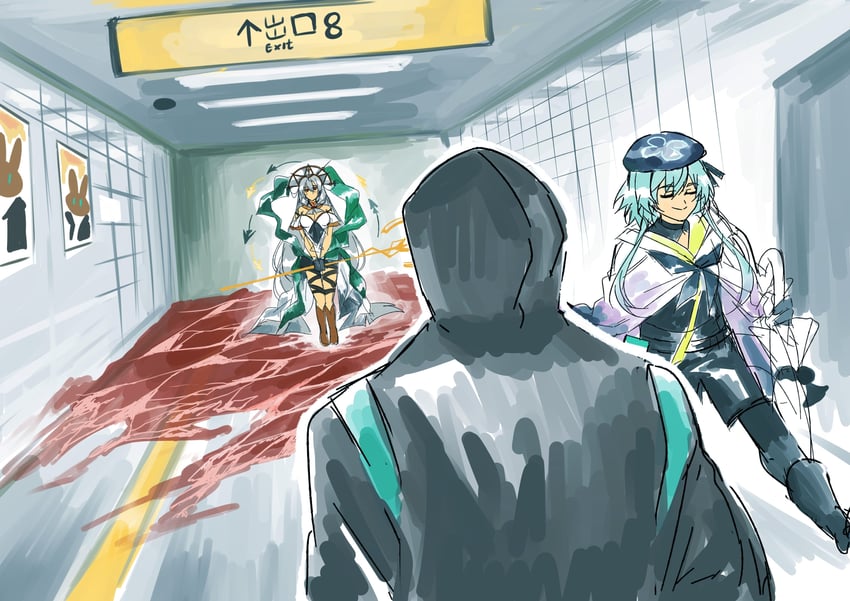doctor, skadi, skadi the corrupting heart, and mizuki (arknights and 1 more) drawn by mahimeko