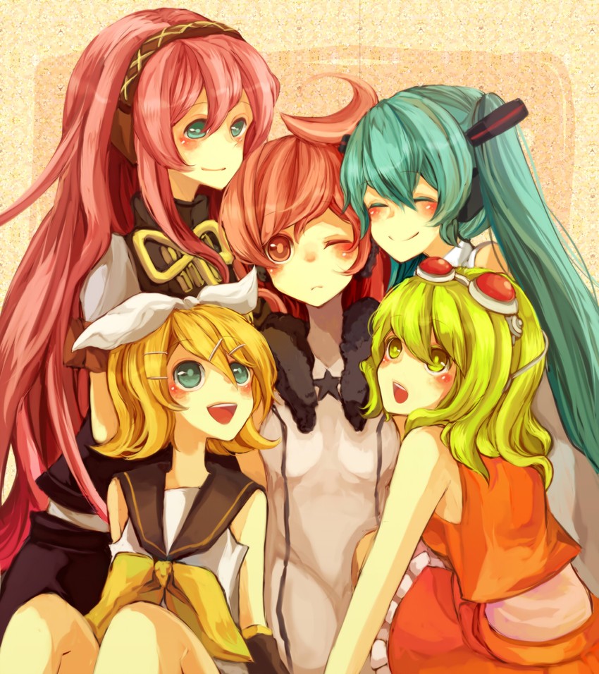 hatsune miku, kagamine rin, megurine luka, gumi, and sf-a2 miki (vocaloid) drawn by mugi_(twinbox)