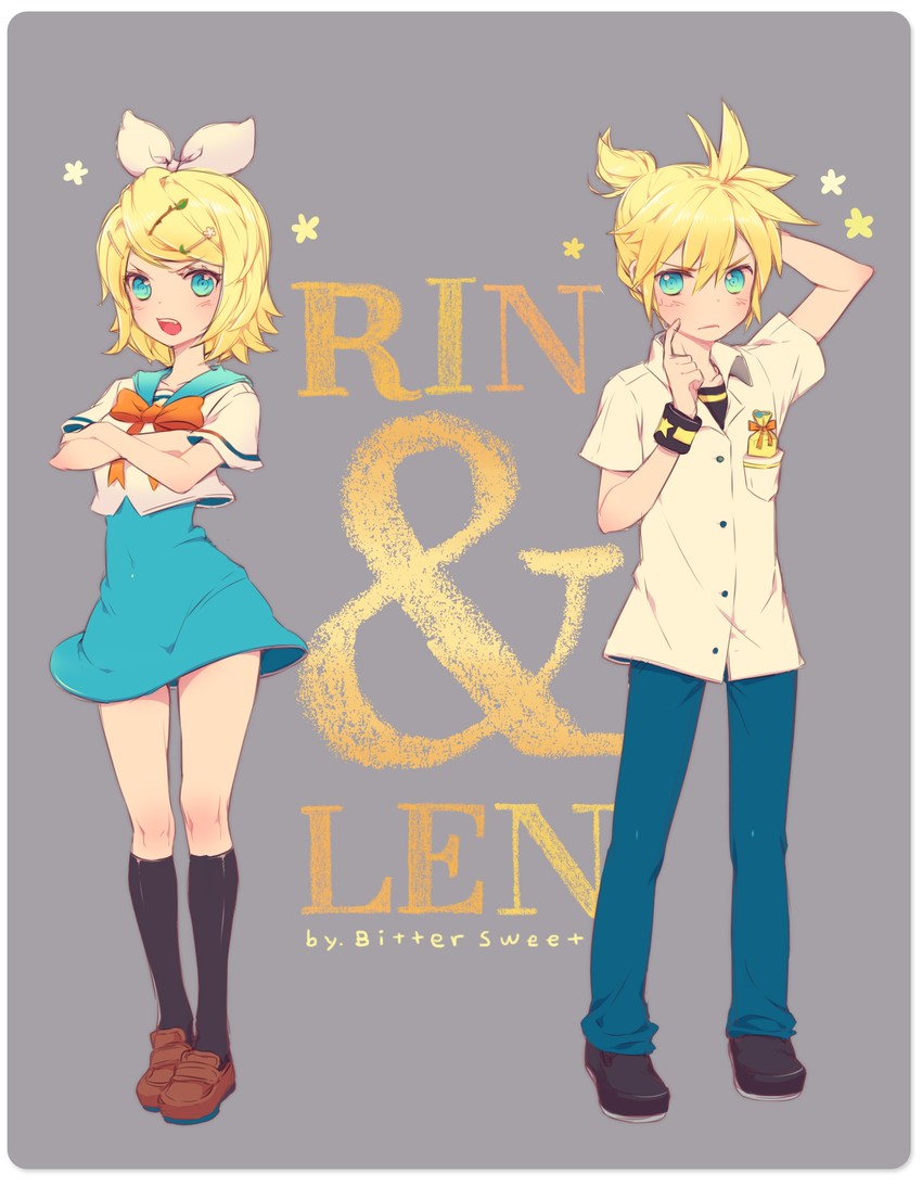 kagamine rin and kagamine len (vocaloid) drawn by bittersweet_(dalcoms)