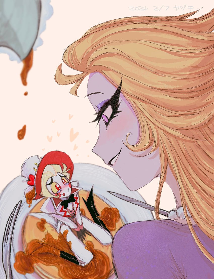 lucifer morningstar and lilith (hazbin hotel) drawn by yazuchi