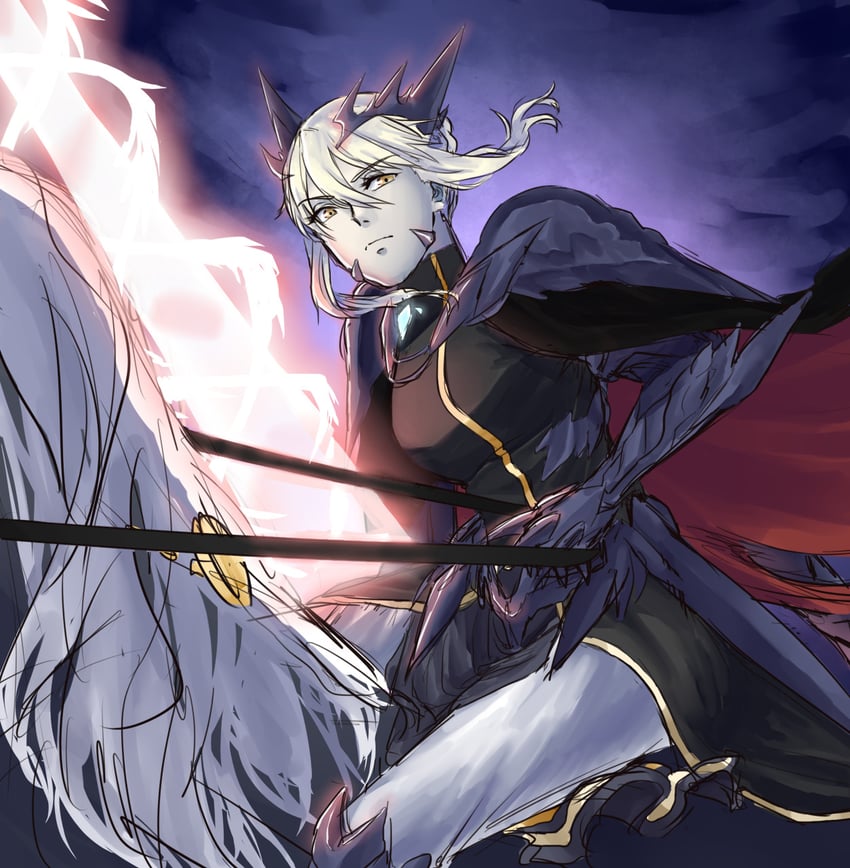 artoria pendragon and llamrei (fate and 1 more) drawn by arumimangotroid