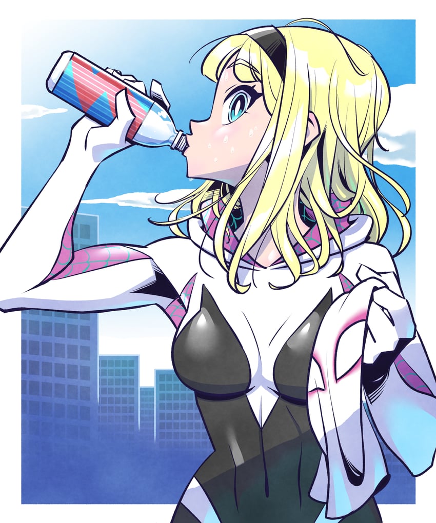 spider-gwen and gwen stacy (marvel and 3 more) drawn by sunafuki_tabito