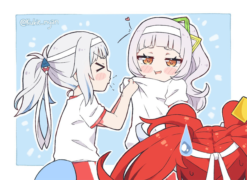 gawr gura, hakos baelz, and murasaki shion (hololive and 1 more) drawn by kukie-nyan