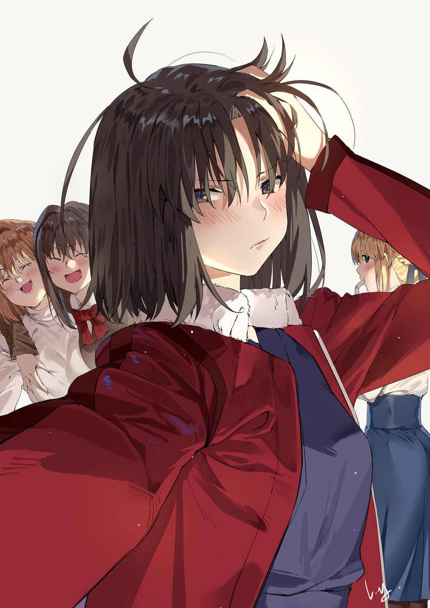 artoria pendragon, saber, arcueid brunestud, ryougi shiki, and aozaki aoko (fate and 5 more) drawn by club3