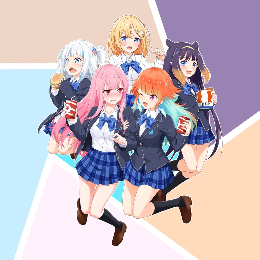 gawr gura, mori calliope, ninomae ina'nis, takanashi kiara, and watson amelia (hololive and 1 more) drawn by felutiahime