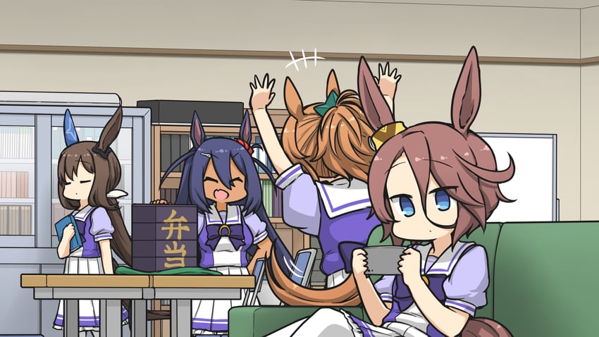 admire vega, narita taishin, taiki shuttle, and hishi amazon (umamusume) drawn by hamu_koutarou