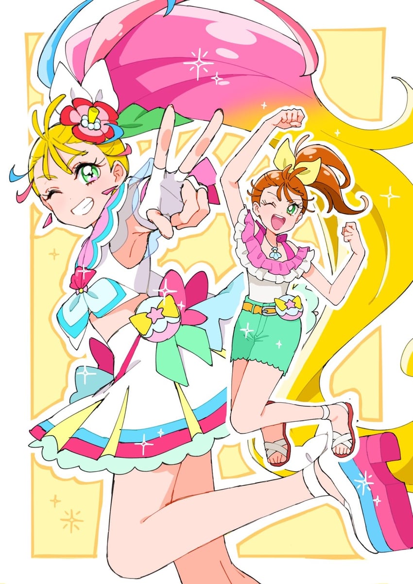 natsuumi manatsu and cure summer (precure and 1 more) drawn by shirako_love