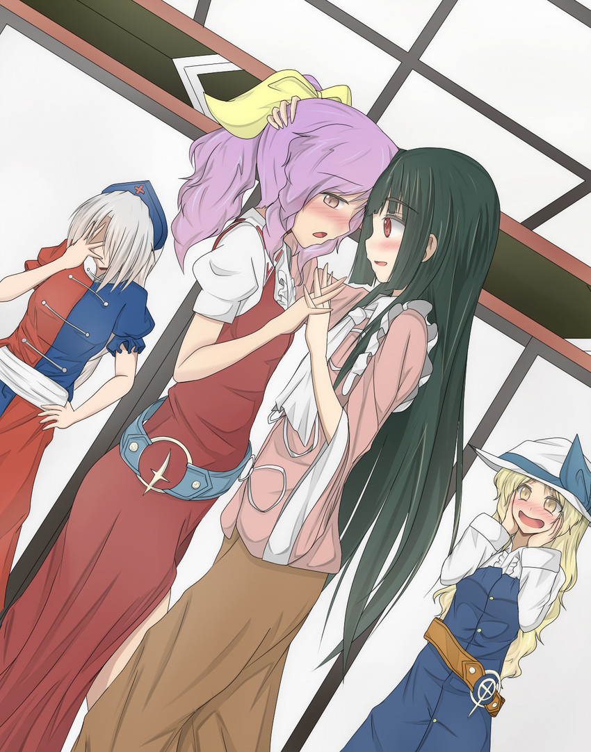 houraisan kaguya, yagokoro eirin, watatsuki no yorihime, and watatsuki no toyohime (touhou) drawn by shamisen_(syami_sen)