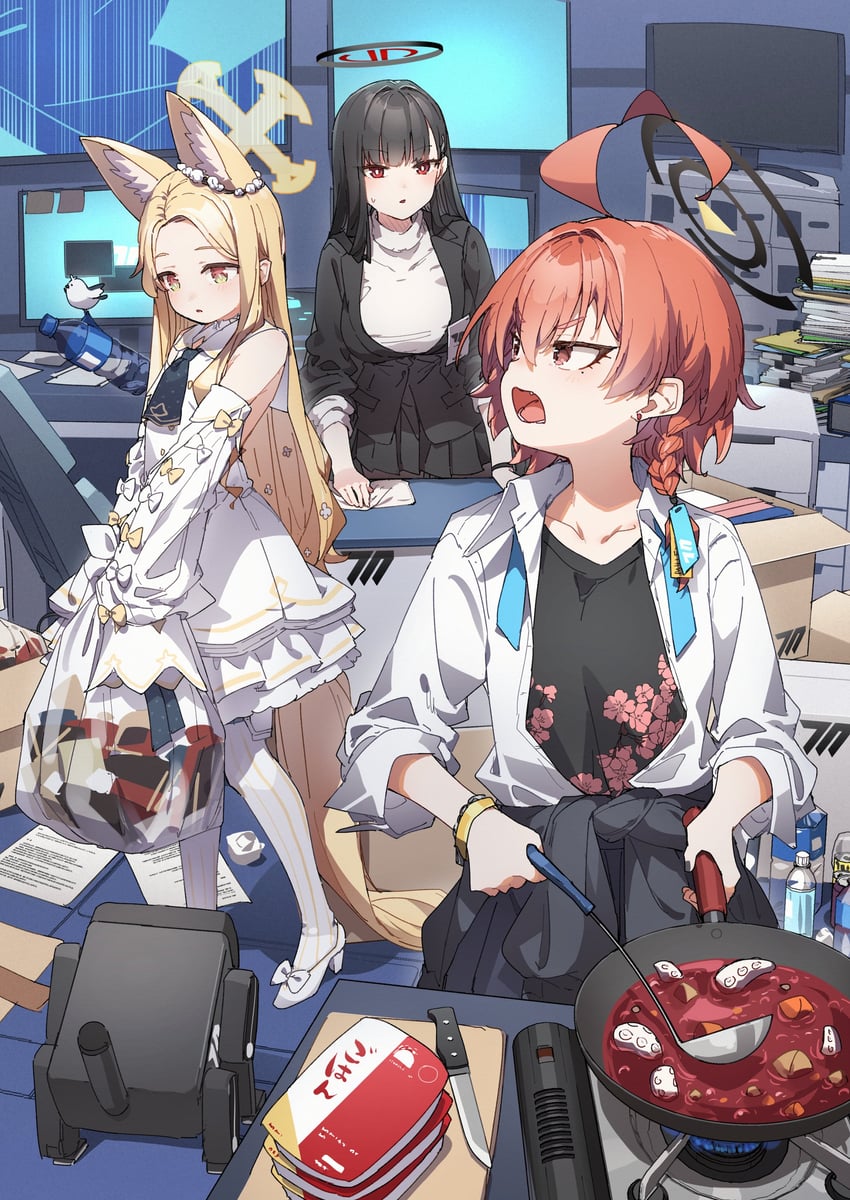 rio, seia, and neru (blue archive) drawn by yukie_(kusaka_shi)