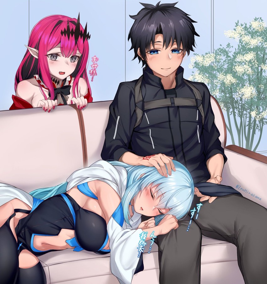 fujimaru ritsuka, baobhan sith, and morgan le fay (fate and 1 more) drawn by hirasawa_seiji