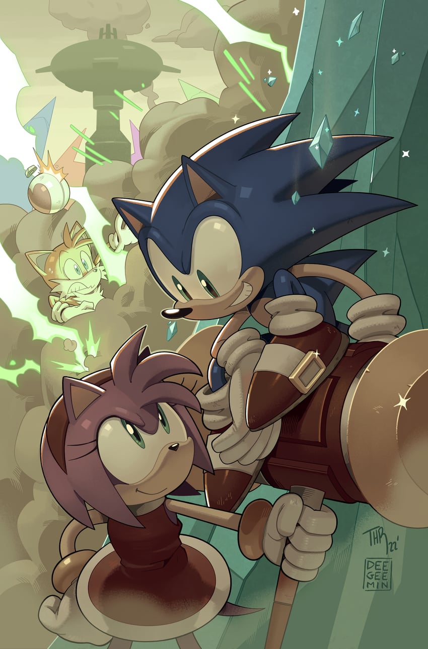sonic the hedgehog, amy rose, and tails (sonic and 1 more) drawn by digimin and thomas_rothlisberger