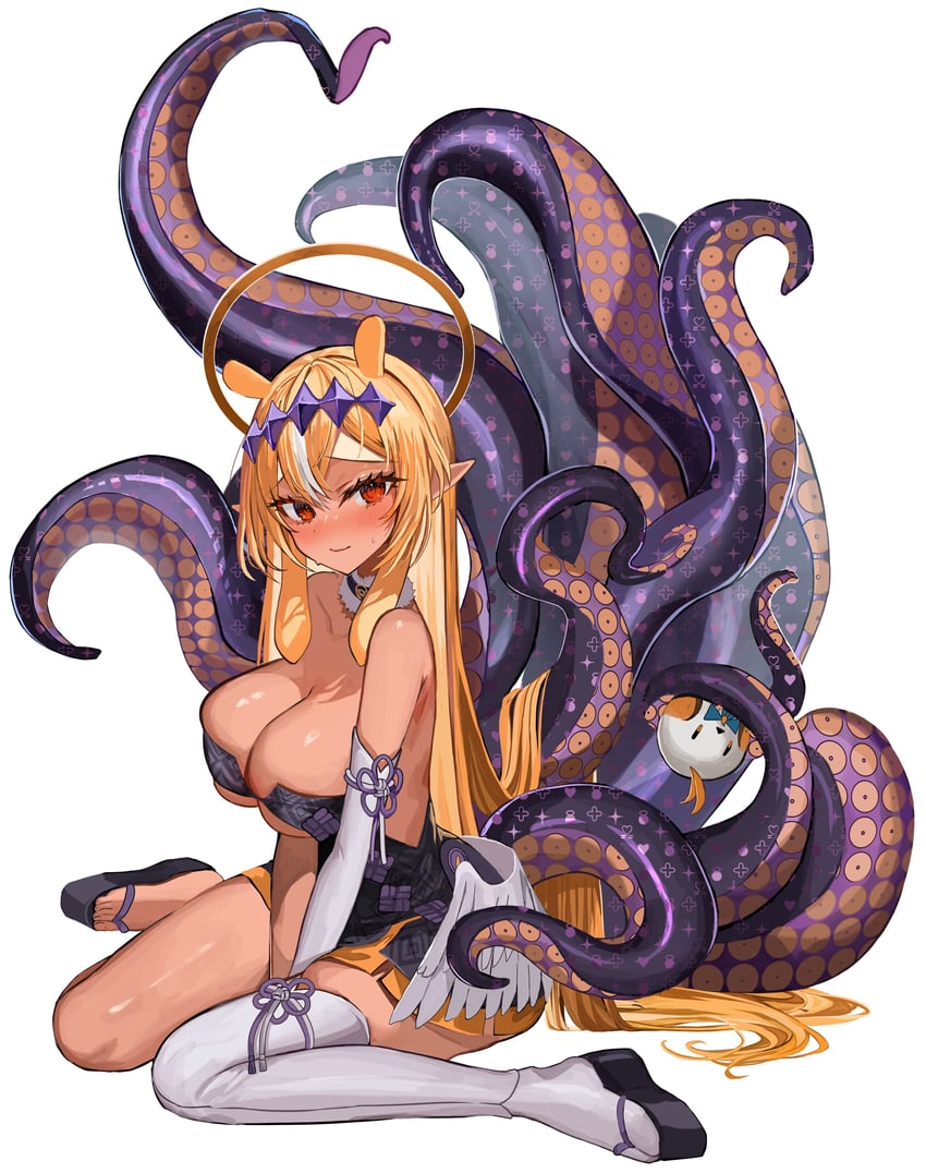 ninomae ina'nis, shiranui flare, and elfriend (hololive and 1 more) drawn by rum_raisin_(chihiromakita19)