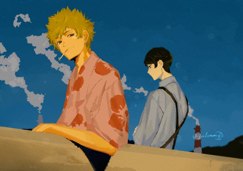 oshino meme and kaiki deishuu (monogatari) drawn by izu_lemon