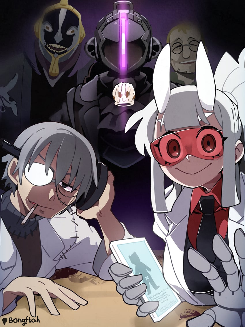 bondrewd, loremaster, franken stein, kurotsuchi mayuri, and shou tucker (bleach and 4 more) drawn by bongfill