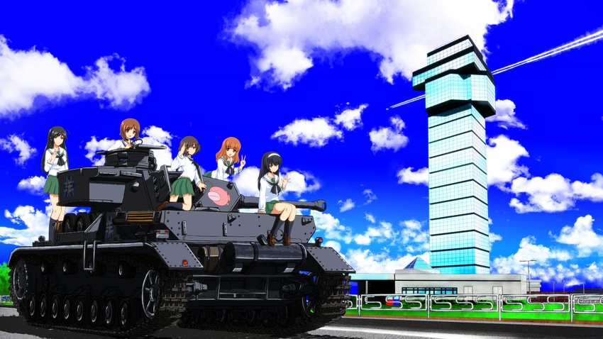 nishizumi miho, akiyama yukari, takebe saori, reizei mako, and isuzu hana (girls und panzer) drawn by suzuki-shi