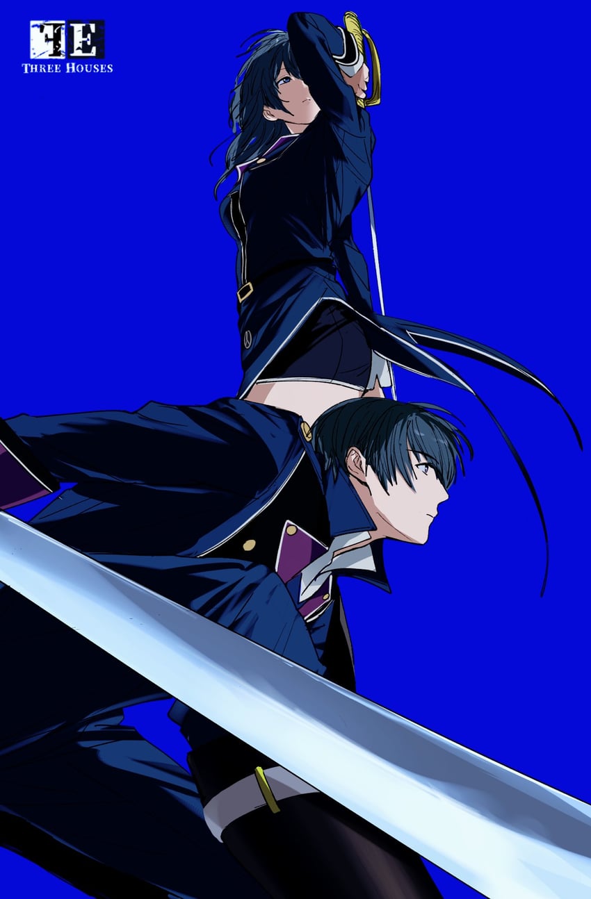 female byleth and male byleth (fire emblem and 2 more) drawn by amikoiiko