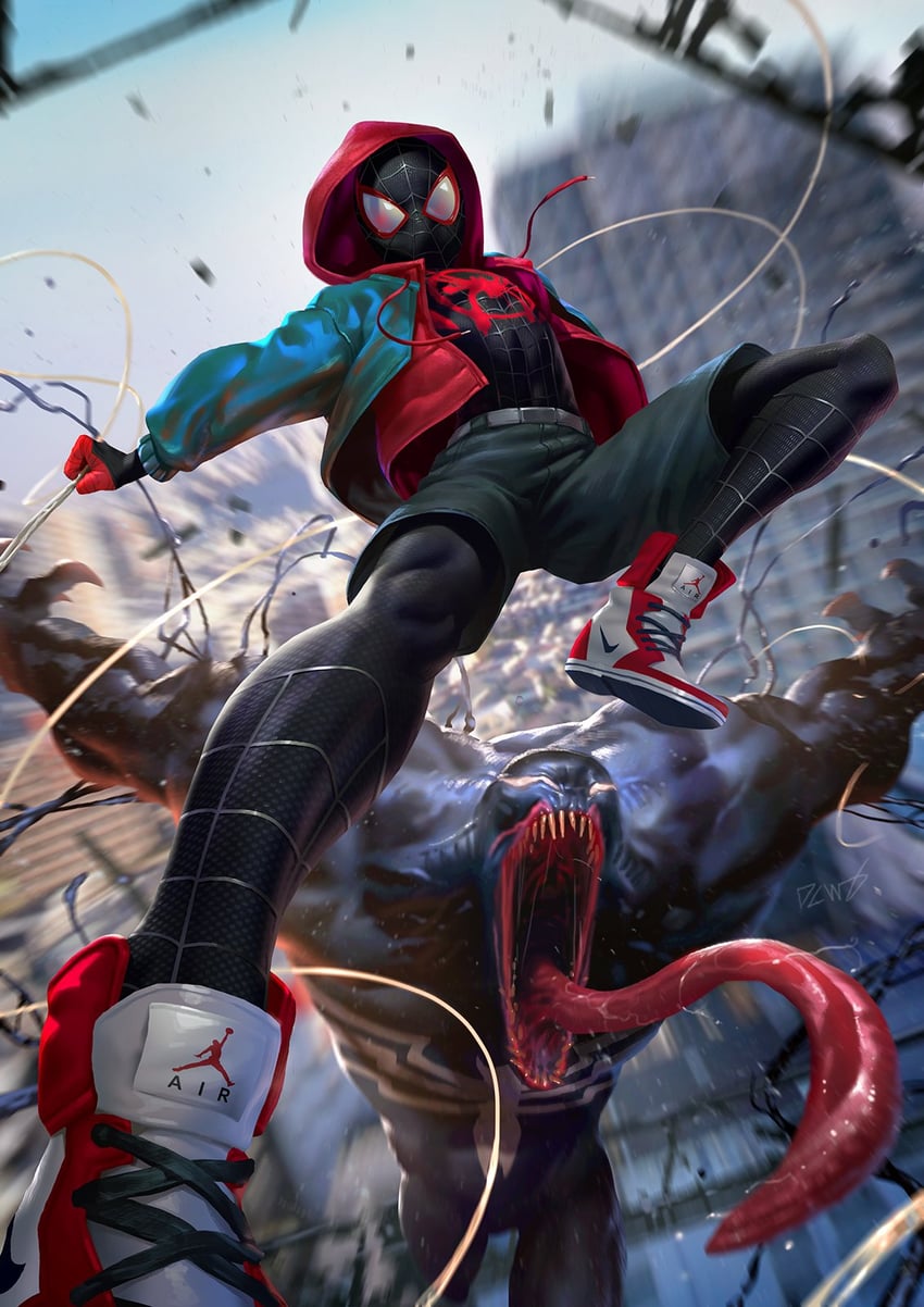 venom and spider-man (marvel and 1 more) drawn by dcwj