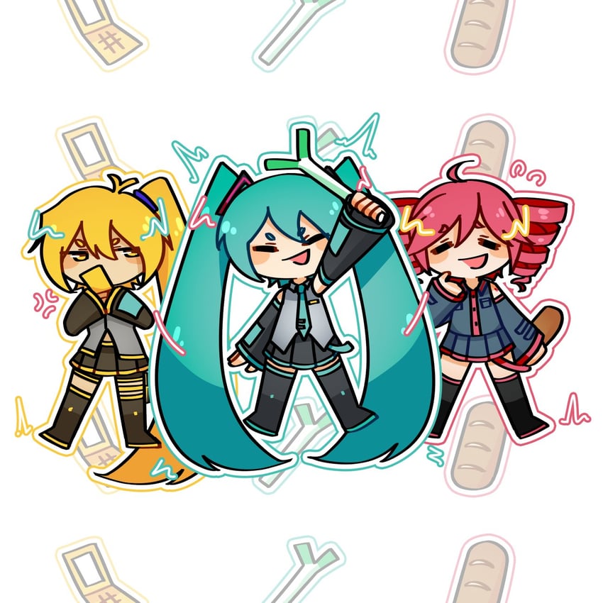 hatsune miku, kasane teto, and akita neru (vocaloid and 2 more) drawn by lexshiroji