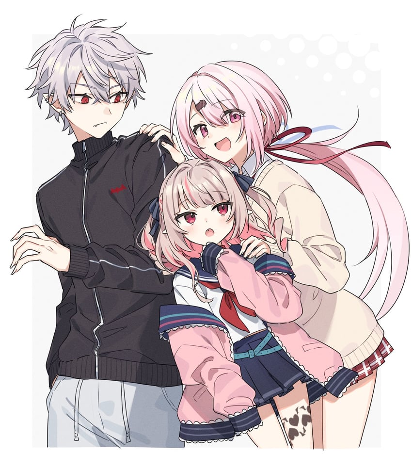 makaino ririmu, shiina yuika, and kuzuha (nijisanji) drawn by tooru_(jux)