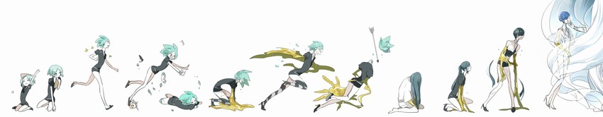 phosphophyllite and tsuki jin (houseki no kuni) drawn by shumiko_(kamenokoueki)