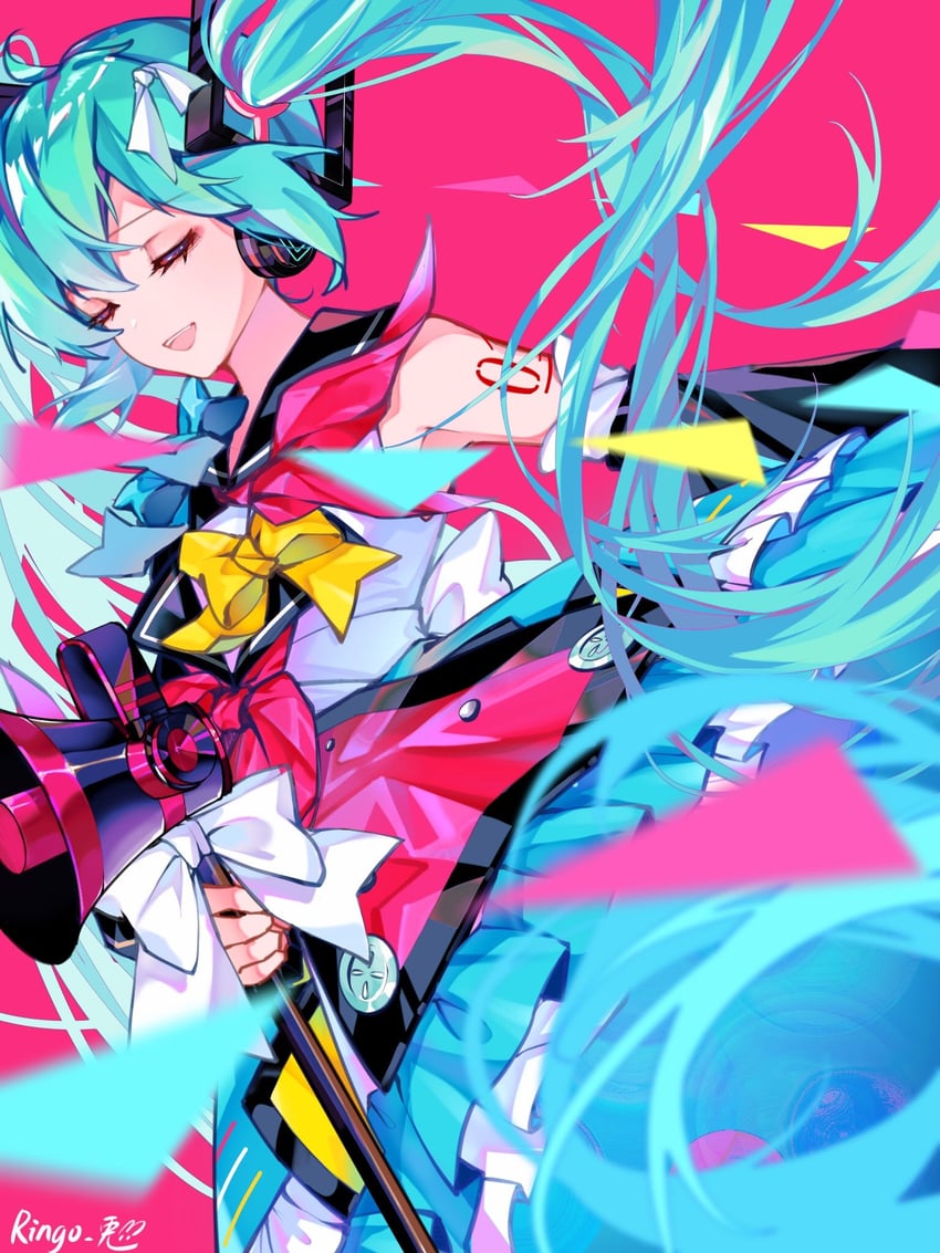 hatsune miku and magical mirai miku (vocaloid and 1 more) drawn by ringo_no_usagi