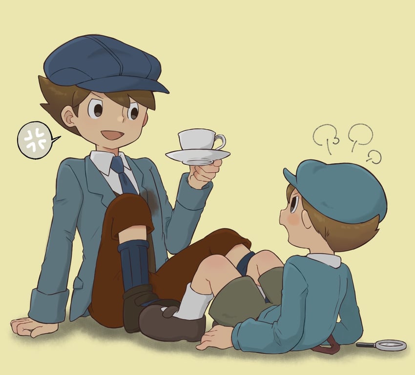 luke triton and future luke (professor layton and 1 more) drawn by kiwami_(kiwamimuneko)