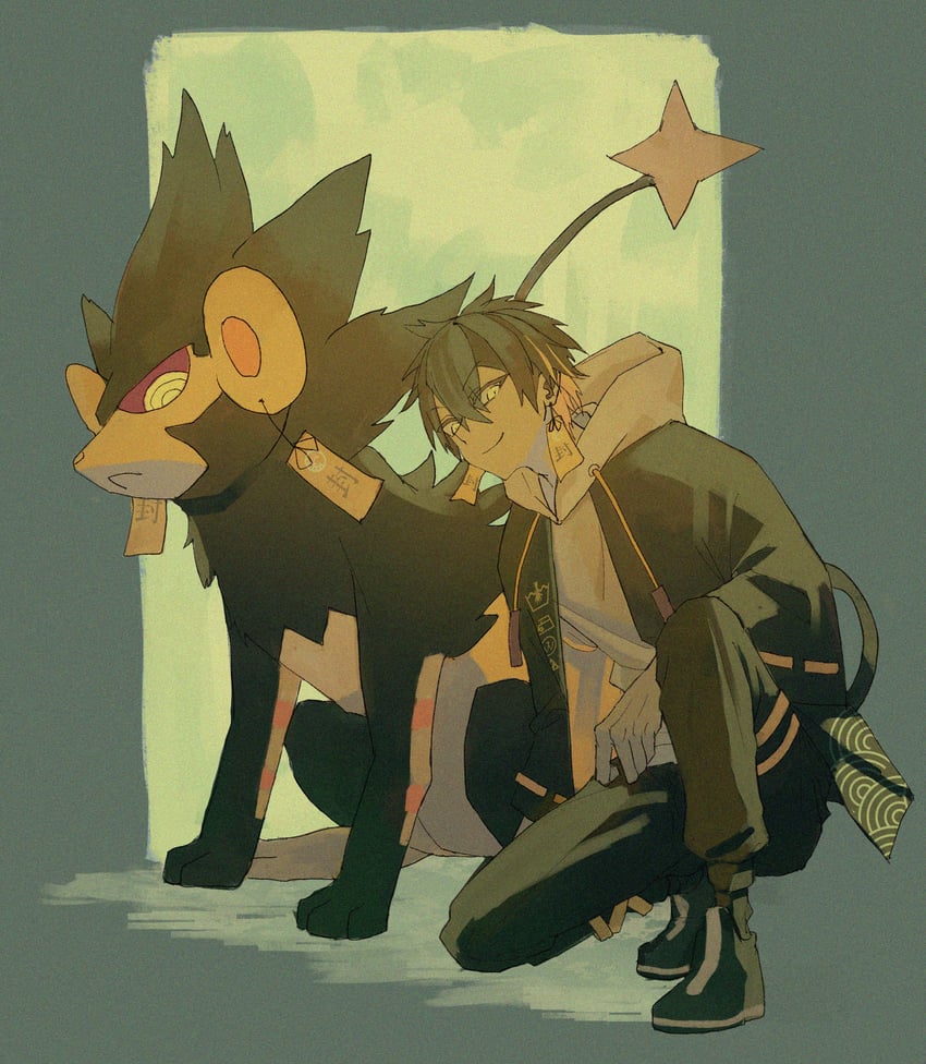 luxray and yatogami fuma (pokemon and 1 more) drawn by gensyuuu