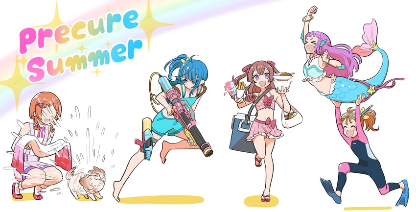 sora harewataru, inukai komugi, laura la mer, nagomi yui, natsuumi manatsu, and 1 more (precure and 4 more) drawn by mario_(198609044)