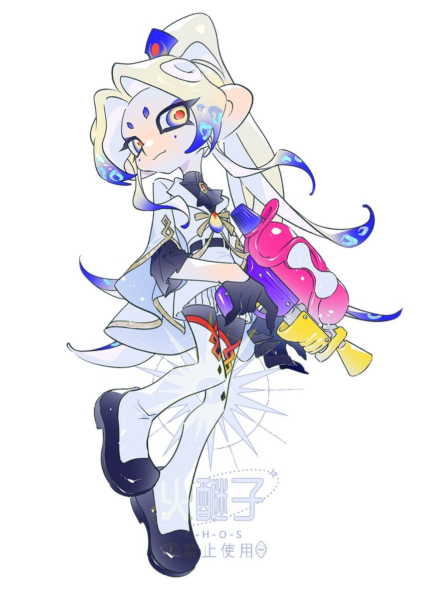 octoling player character and octoling girl (splatoon) drawn by himiko0025