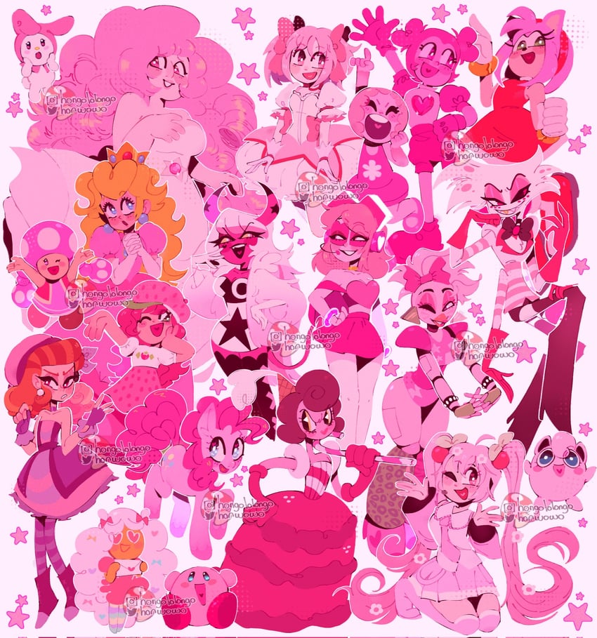 hatsune miku, kaname madoka, kirby, princess peach, sakura miku, and 16 more (pokemon and 21 more) drawn by honguito