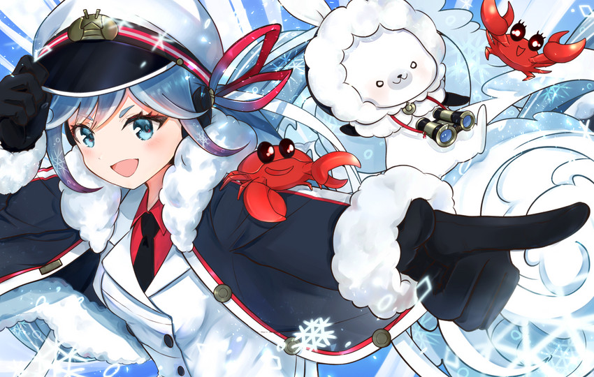 hatsune miku, yuki miku, and rabbit yukine (vocaloid) drawn by hada_karin